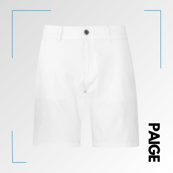 PAIGE Men's Thompson Cotton Flat-Front Shorts - 33 - Picture 4 of 13